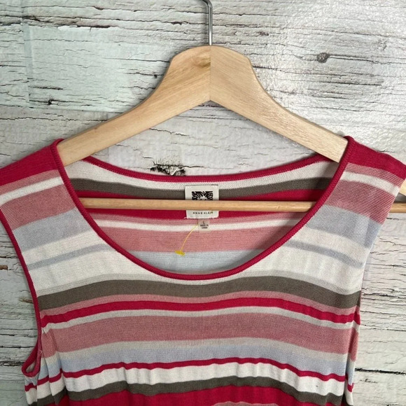Anne Klein striped tank top size large pink red - Picture 3 of 7